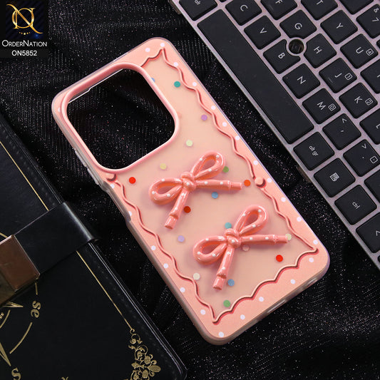 Itel P55 4G Cover - Pink - New Delightful 3D Bow Soft Case