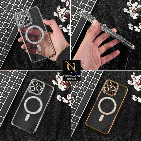 Samsung Galaxy A35 Cover - Golden - New Prime Opulent Luxurious Rhinestones Clear Case With MagSafe And Camera Protection
