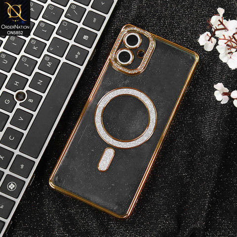 Samsung Galaxy A06 Cover - Golden - New Prime Opulent Luxurious Rhinestones Clear Case With MagSafe And Camera Protection
