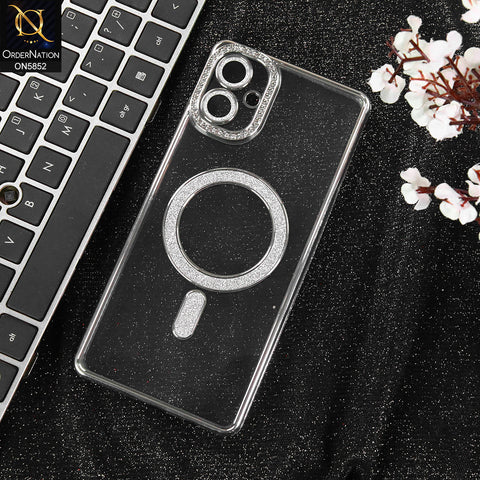 Samsung Galaxy A06 Cover - Silver - New Prime Opulent Luxurious Rhinestones Clear Case With MagSafe And Camera Protection