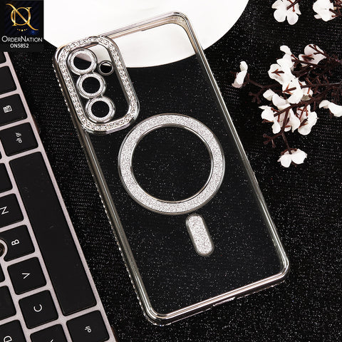 Samsung Galaxy A17 Cover - Silver - New Prime Opulent Luxurious Rhinestones Clear Case With MagSafe And Camera Protection