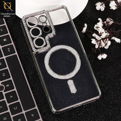 Samsung Galaxy S26 Ultra Cover - Silver - New Prime Opulent Luxurious Rhinestones Clear Case With MagSafe And Camera Protection