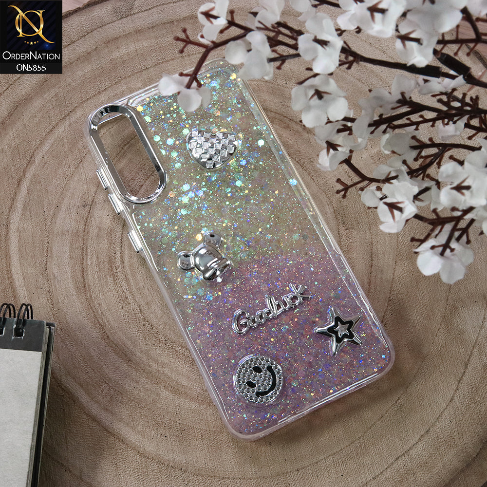 Samsung Galaxy A50 Cover - Design3 - New Cool 3D Goodluck Trendy Dual Sides Glitter Shiny Case (Glitter Doesn`t Move)