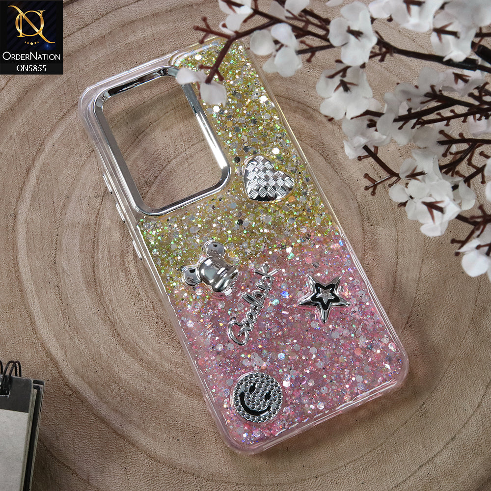 Vivo Y300t / Vivo T4x Cover - Design2 - New Cool 3D Goodluck Trendy Dual Sides Glitter Shiny Case (Glitter Doesn`t Move)