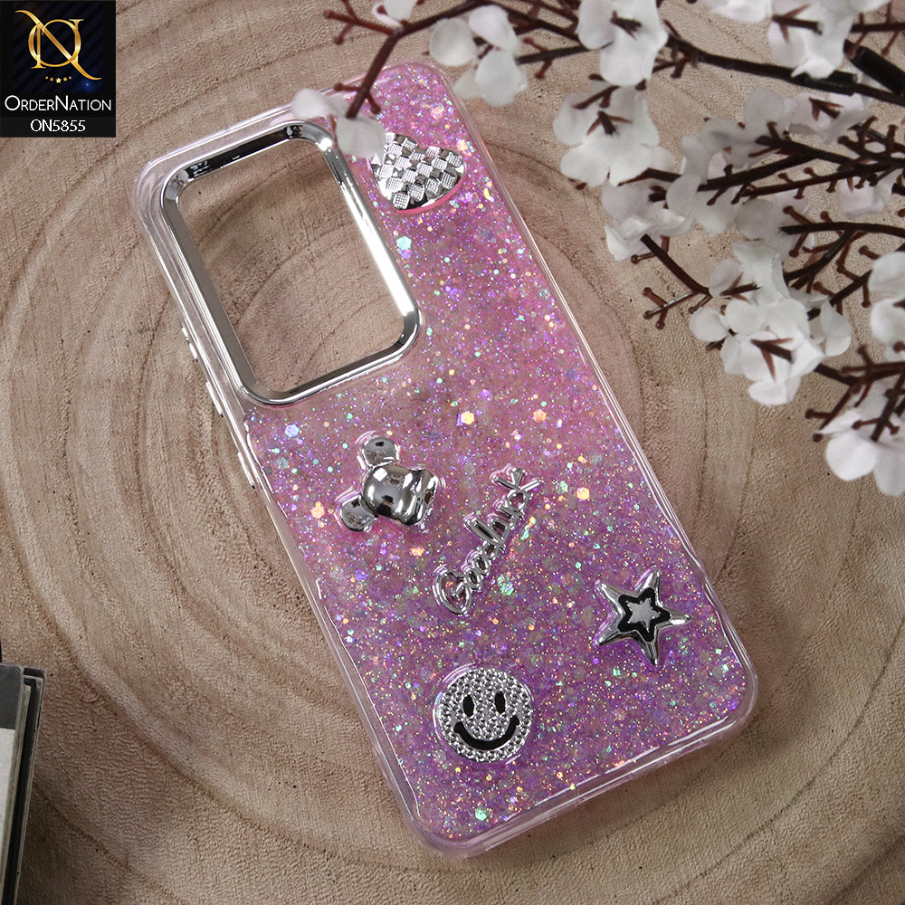 Infinix Hot 50 Pro Cover - Design5 - New Cool 3D Goodluck Trendy Dual Sides Glitter Shiny Case (Glitter Doesn`t Move)