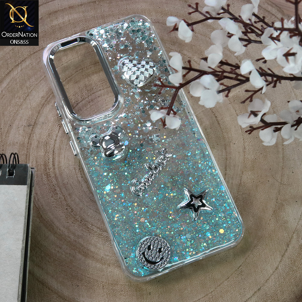 Infinix Hot 60 Pro Plus Cover - Design1 - New Cool 3D Goodluck Trendy Dual Sides Glitter Shiny Case (Glitter Doesn`t Move)