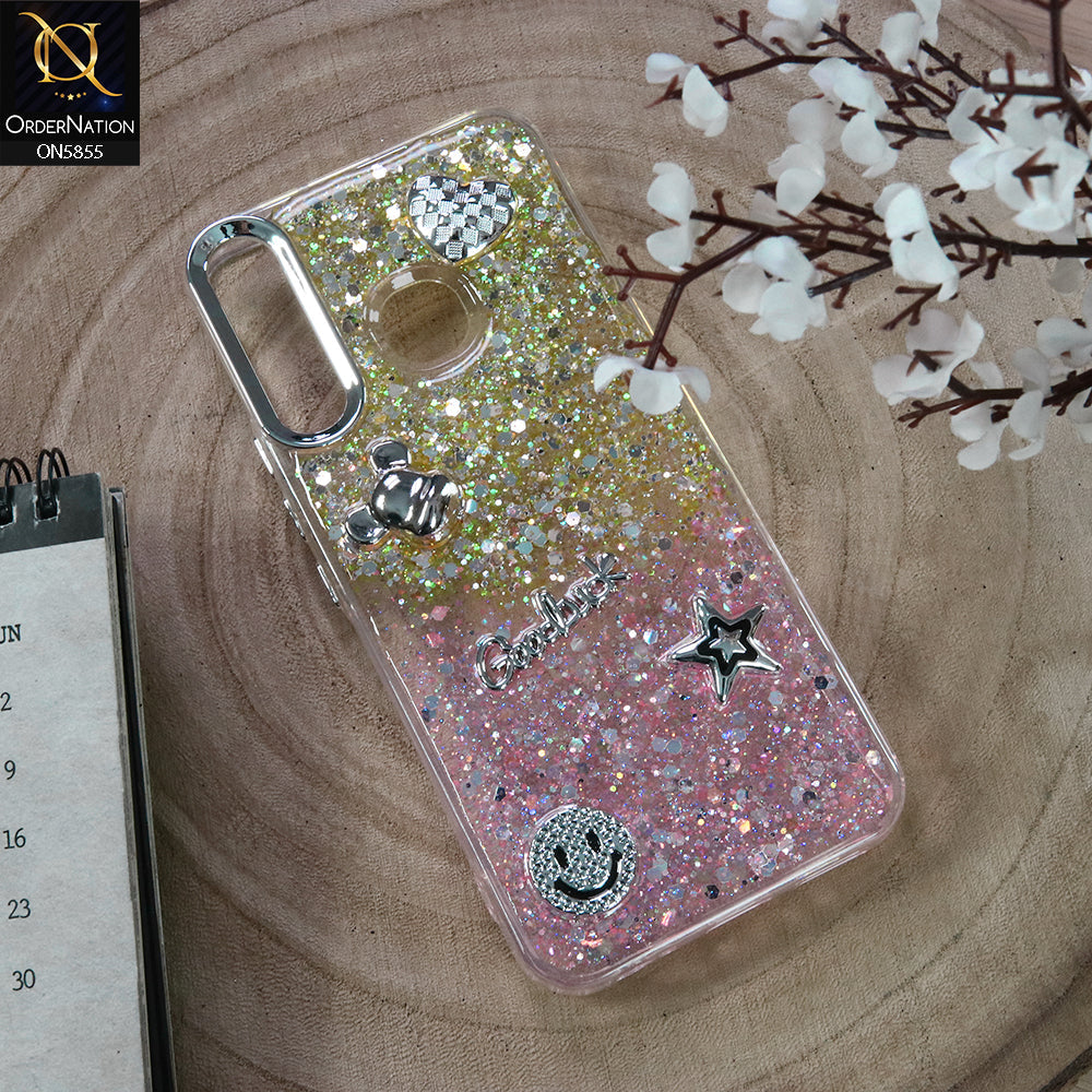 Infinix Hot 8 Cover - Design2 - New Cool 3D Goodluck Trendy Dual Sides Glitter Shiny Case (Glitter Doesn`t Move)