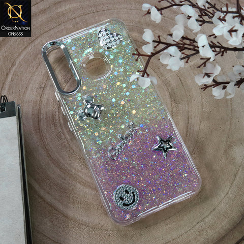 Tecno Camon 12 Cover - Design3 - New Cool 3D Goodluck Trendy Dual Sides Glitter Shiny Case (Glitter Doesn`t Move)