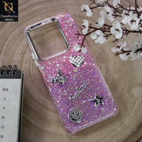 Infinix Note 30 Cover - Design5 - New Cool 3D Goodluck Trendy Dual Sides Glitter Shiny Case (Glitter Doesn`t Move)