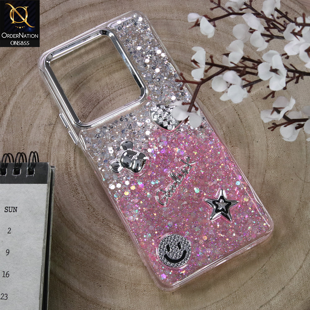 Infinix Note 30 Cover - Design7 - New Cool 3D Goodluck Trendy Dual Sides Glitter Shiny Case (Glitter Doesn`t Move)