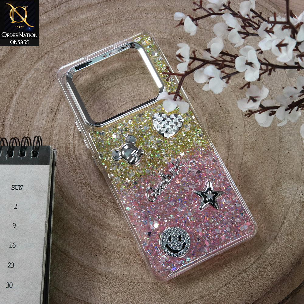 Infinix Note 40 Cover - Design2 - New Cool 3D Goodluck Trendy Dual Sides Glitter Shiny Case (Glitter Doesn`t Move)