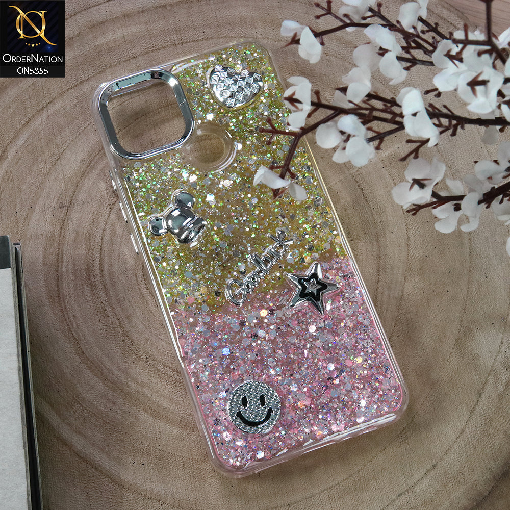 Oppo A15 Cover - Design2 - New Cool 3D Goodluck Trendy Dual Sides Glitter Shiny Case (Glitter Doesn`t Move)