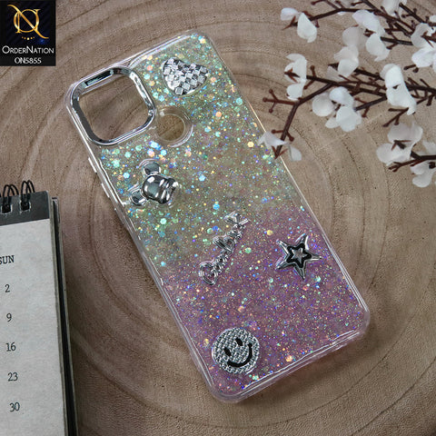 Oppo A15 Cover - Design3 - New Cool 3D Goodluck Trendy Dual Sides Glitter Shiny Case (Glitter Doesn`t Move)