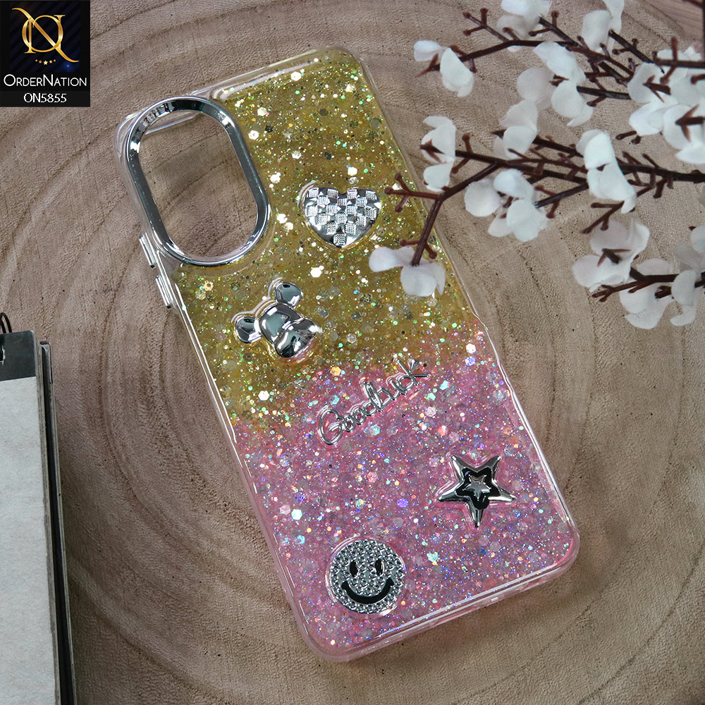 Oppo A18 Cover - Design2 - New Cool 3D Goodluck Trendy Dual Sides Glitter Shiny Case (Glitter Doesn`t Move)