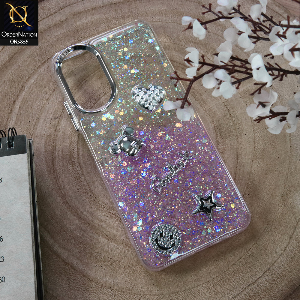 Oppo A18 Cover - Design3 - New Cool 3D Goodluck Trendy Dual Sides Glitter Shiny Case (Glitter Doesn`t Move)