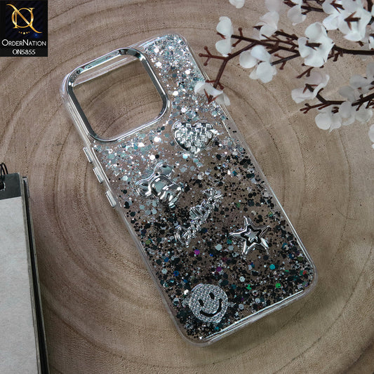 Tecno Spark 40C Cover - Design4 - New Cool 3D Goodluck Trendy Dual Sides Glitter Shiny Case (Glitter Doesn`t Move)