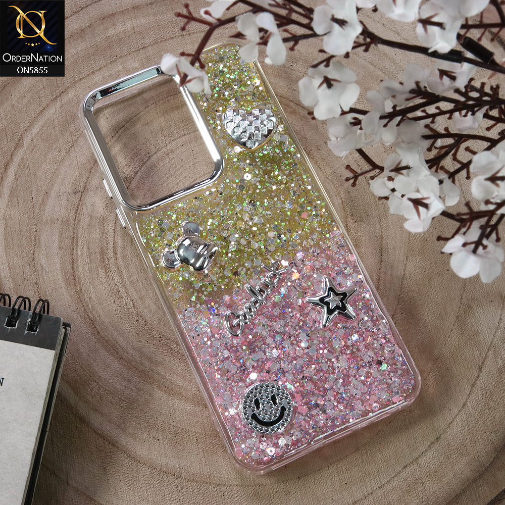 Realme Note 60x Cover - Design2 - New Cool 3D Goodluck Trendy Dual Sides Glitter Shiny Case (Glitter Doesn`t Move)