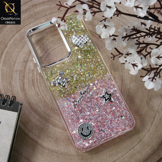 Realme Narzo N61 Cover - Design2 - New Cool 3D Goodluck Trendy Dual Sides Glitter Shiny Case (Glitter Doesn`t Move)