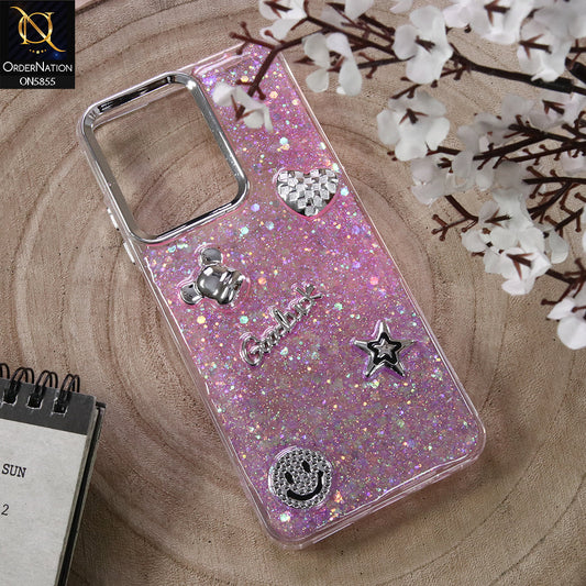 Realme C61 (India) Cover - Design5 - New Cool 3D Goodluck Trendy Dual Sides Glitter Shiny Case (Glitter Doesn`t Move)