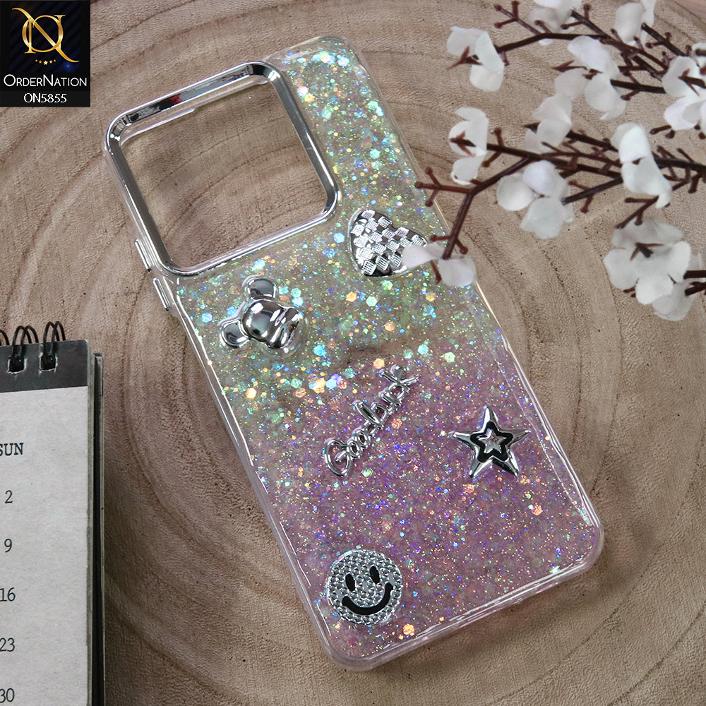 Realme Note 70T Cover - Design3 - New Cool 3D Goodluck Trendy Dual Sides Glitter Shiny Case (Glitter Doesn`t Move)