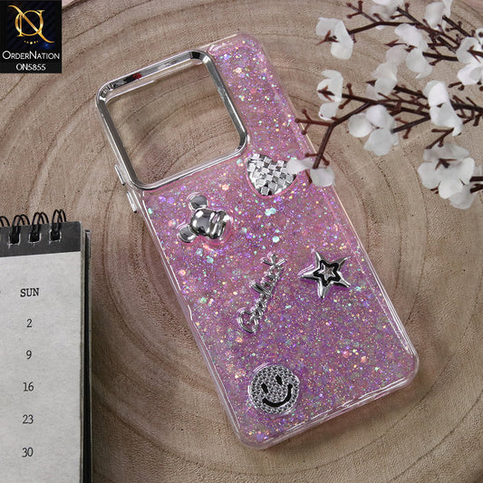 Realme Note 70 Cover - Design5 - New Cool 3D Goodluck Trendy Dual Sides Glitter Shiny Case (Glitter Doesn`t Move)