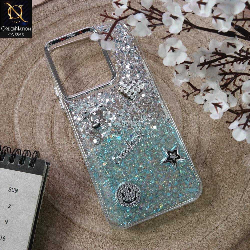 Xiaomi Redmi 15C 4G Cover - Design1 - New Cool 3D Goodluck Trendy Dual Sides Glitter Shiny Case (Glitter Doesn`t Move)