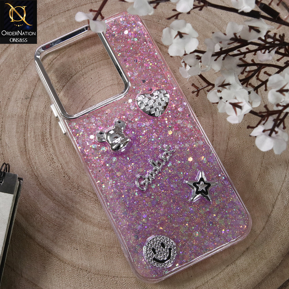 Xiaomi Redmi 15C 4G Cover - Design5 - New Cool 3D Goodluck Trendy Dual Sides Glitter Shiny Case (Glitter Doesn`t Move)