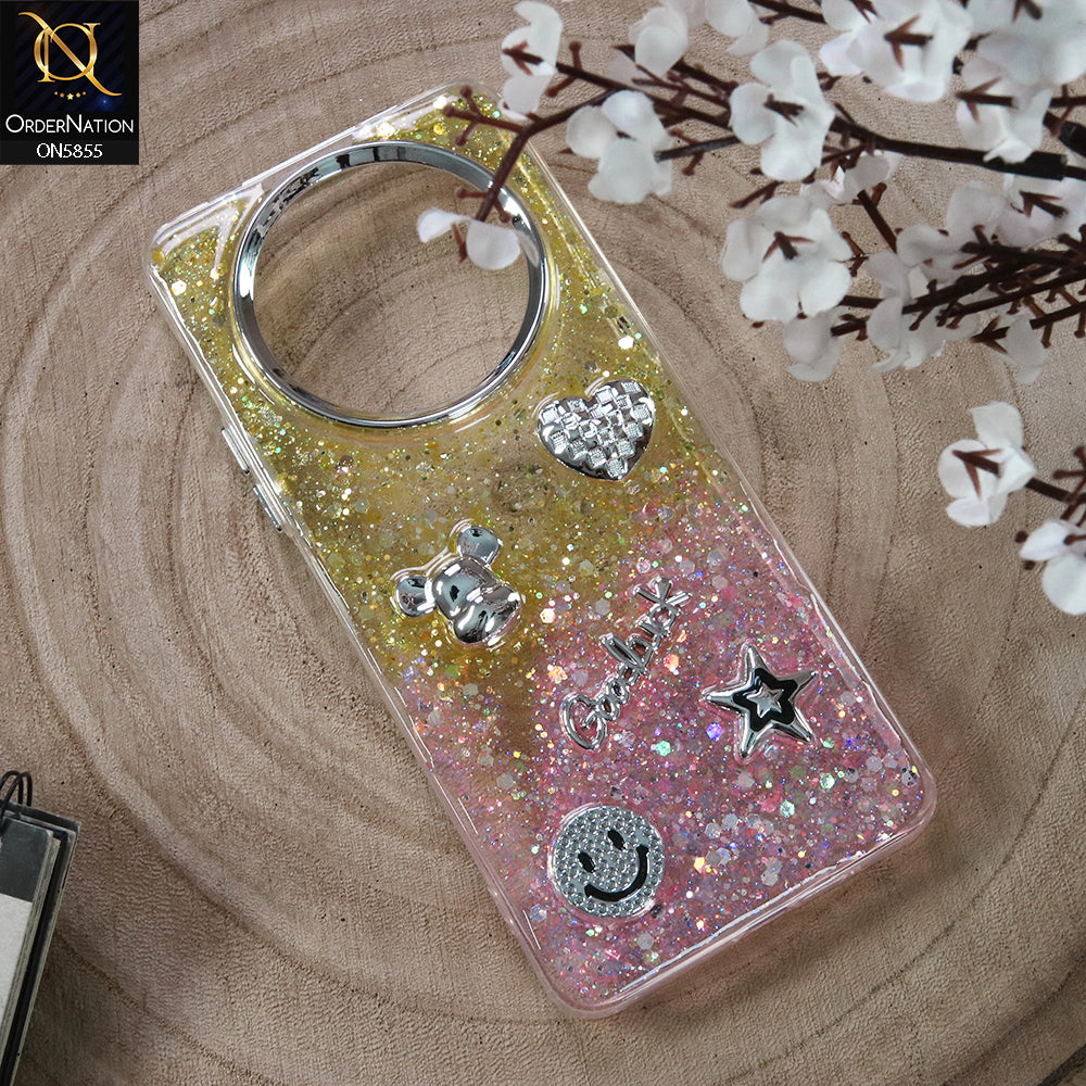 Xiaomi Redmi A3 Cover - Design2 - New Cool 3D Goodluck Trendy Dual Sides Glitter Shiny Case (Glitter Doesn`t Move)