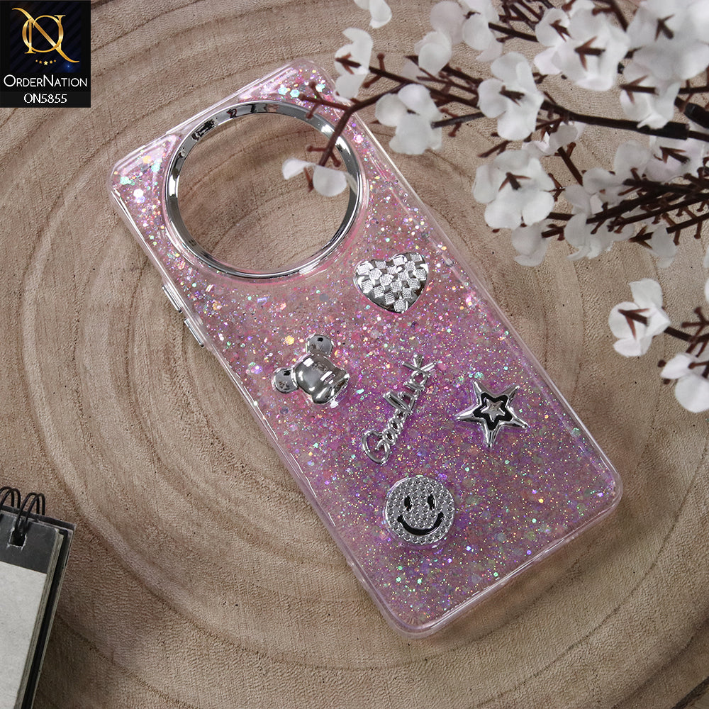Xiaomi Redmi A3 Cover - Design5 - New Cool 3D Goodluck Trendy Dual Sides Glitter Shiny Case (Glitter Doesn`t Move)