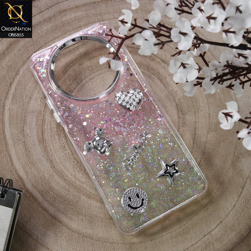 Xiaomi Redmi A3 Cover - Design6 - New Cool 3D Goodluck Trendy Dual Sides Glitter Shiny Case (Glitter Doesn`t Move)