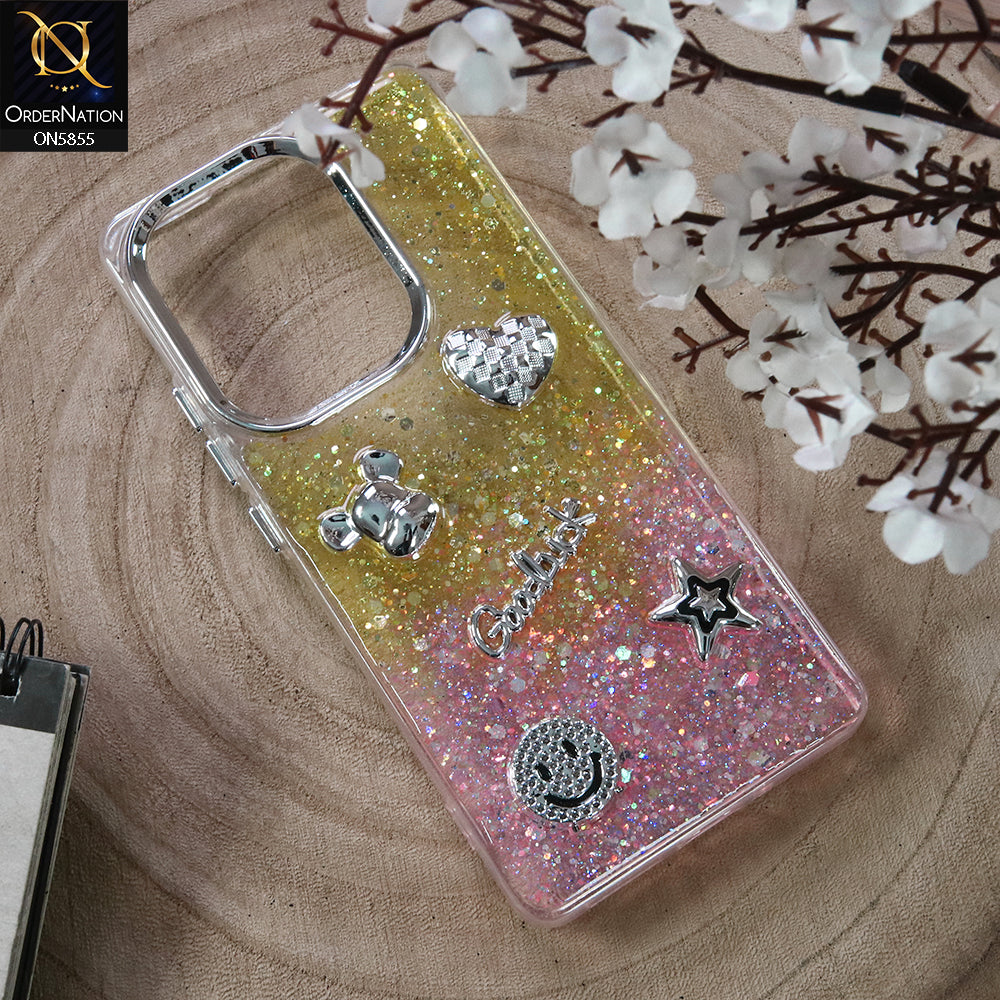 Xiaomi Redmi Note 13 Cover - Design2 - New Cool 3D Goodluck Trendy Dual Sides Glitter Shiny Case (Glitter Doesn`t Move)