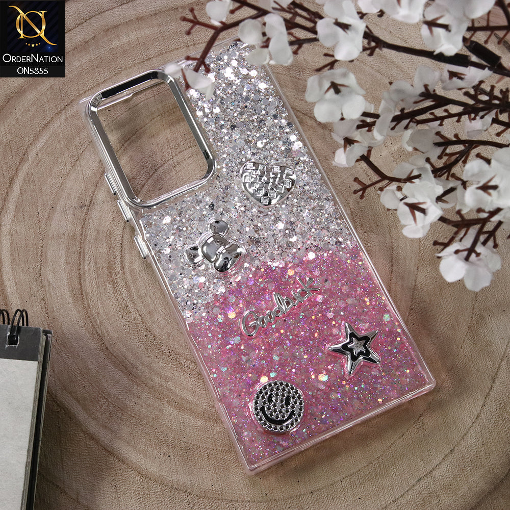 Samsung Galaxy S21 Plus 5G Cover - Design7 - New Cool 3D Goodluck Trendy Dual Sides Glitter Shiny Case (Glitter Doesn`t Move)