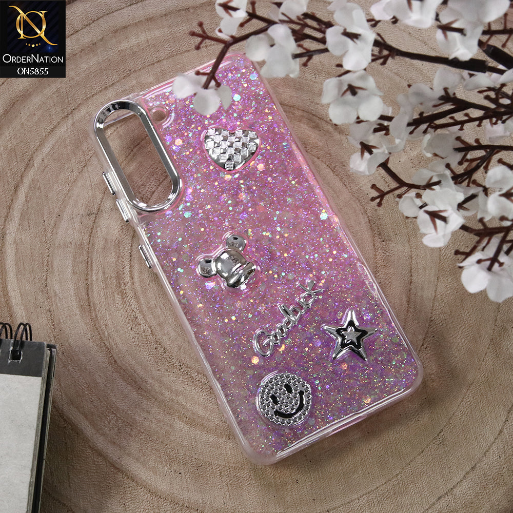 Samsung Galaxy S21 5G Cover - Design5 - New Cool 3D Goodluck Trendy Dual Sides Glitter Shiny Case (Glitter Doesn`t Move)
