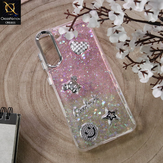 Samsung Galaxy S22 5G Cover - Design6 - New Cool 3D Goodluck Trendy Dual Sides Glitter Shiny Case (Glitter Doesn`t Move)