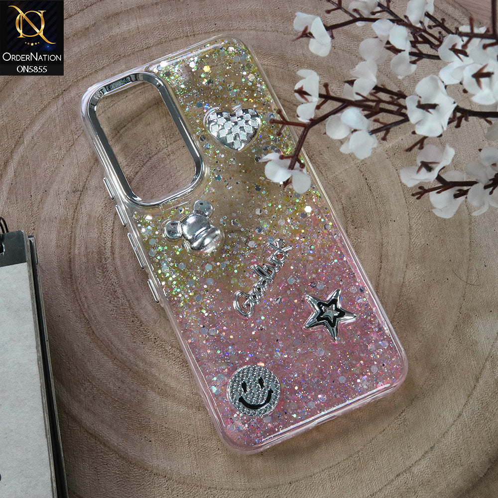 Samsung Galaxy S23 5G Cover - Design2 - New Cool 3D Goodluck Trendy Dual Sides Glitter Shiny Case (Glitter Doesn`t Move)