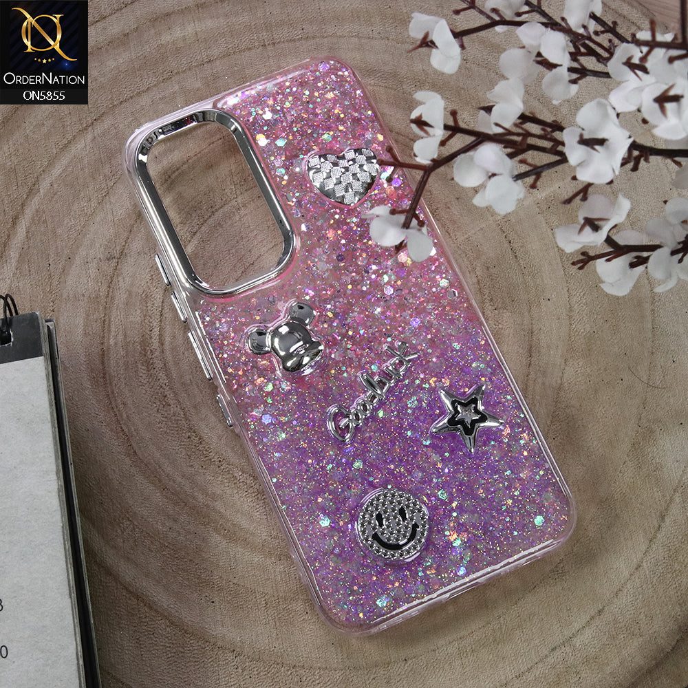 Vivo Y04 Cover - Design5 - New Cool 3D Goodluck Trendy Dual Sides Glitter Shiny Case (Glitter Doesn`t Move)