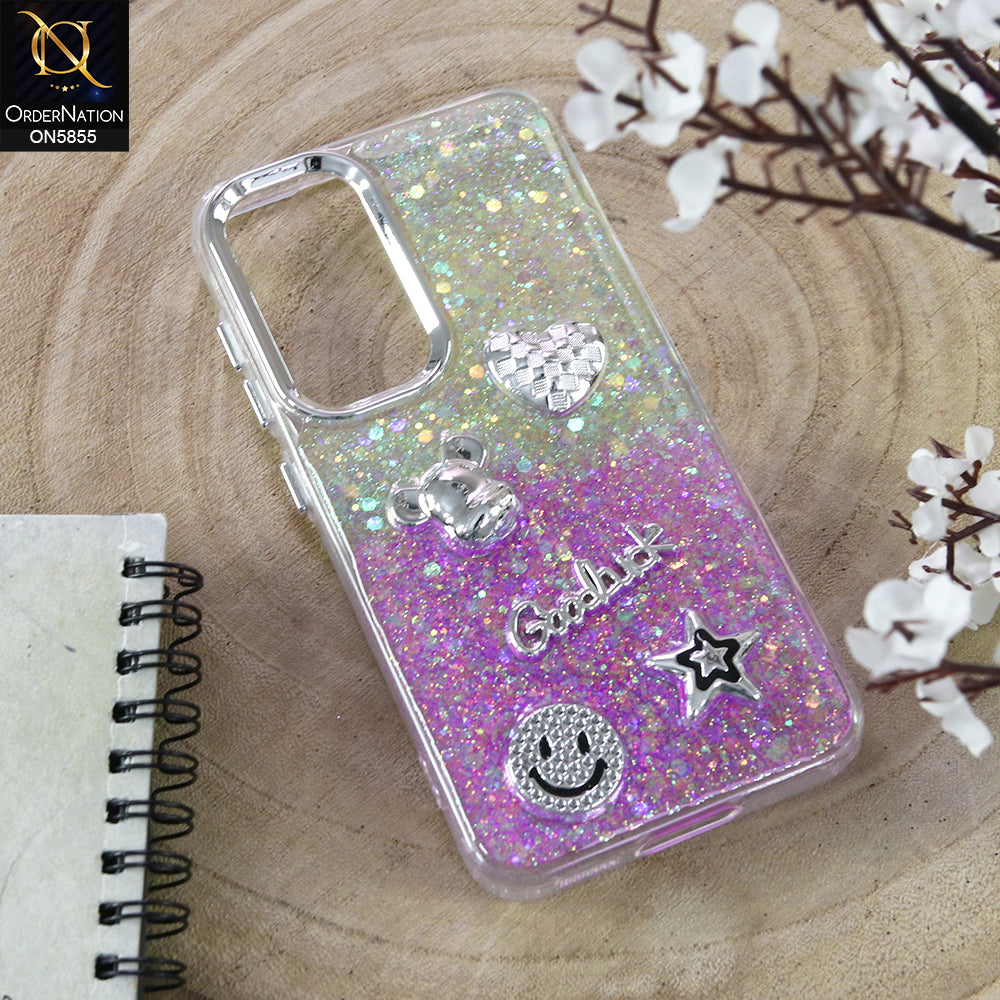 Samsung Galaxy S23 5G - Design 3 - New Cool 3D Goodluck Trendy Dual Sides Glitter Shiny Case (Glitter Doesn`t Move)