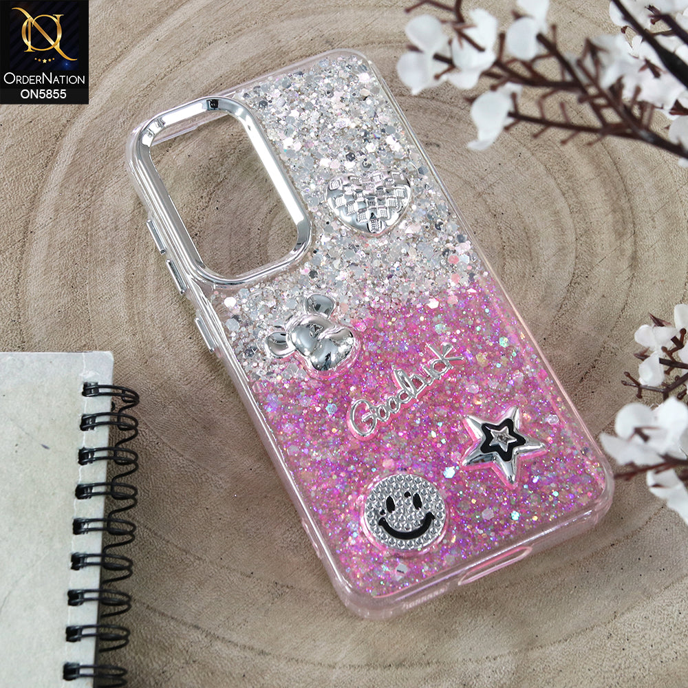 Samsung Galaxy S23 5G - Design 7 - New Cool 3D Goodluck Trendy Dual Sides Glitter Shiny Case (Glitter Doesn`t Move)