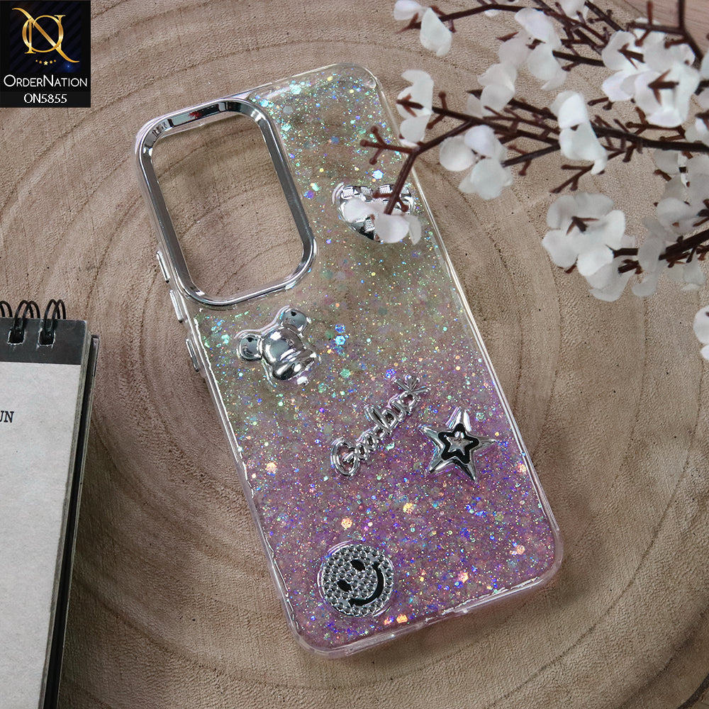 Samsung Galaxy S24 Ultra Cover - Design3 - New Cool 3D Goodluck Trendy Dual Sides Glitter Shiny Case (Glitter Doesn`t Move)