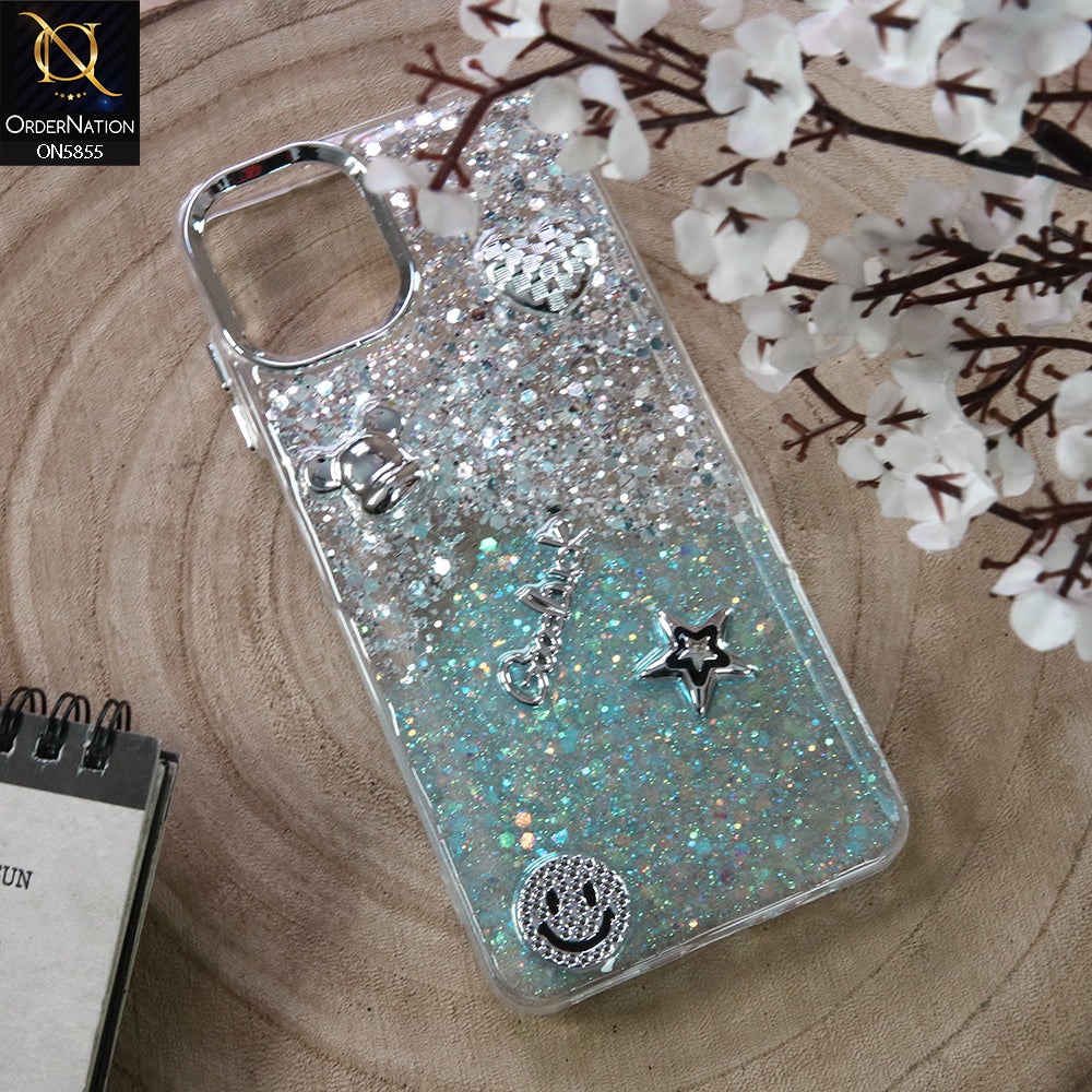Samsung Galaxy A06 Cover - Design1 - New Cool 3D Goodluck Trendy Dual Sides Glitter Shiny Case (Glitter Doesn`t Move)