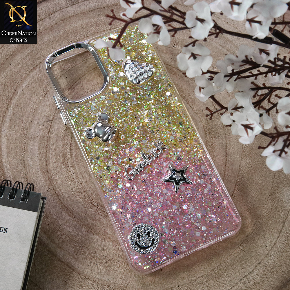 Samsung Galaxy A06 Cover - Design2 - New Cool 3D Goodluck Trendy Dual Sides Glitter Shiny Case (Glitter Doesn`t Move)