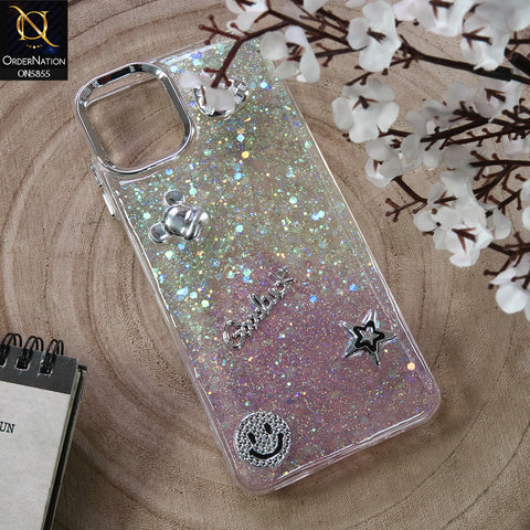 Samsung Galaxy A06 Cover - Design3 - New Cool 3D Goodluck Trendy Dual Sides Glitter Shiny Case (Glitter Doesn`t Move)
