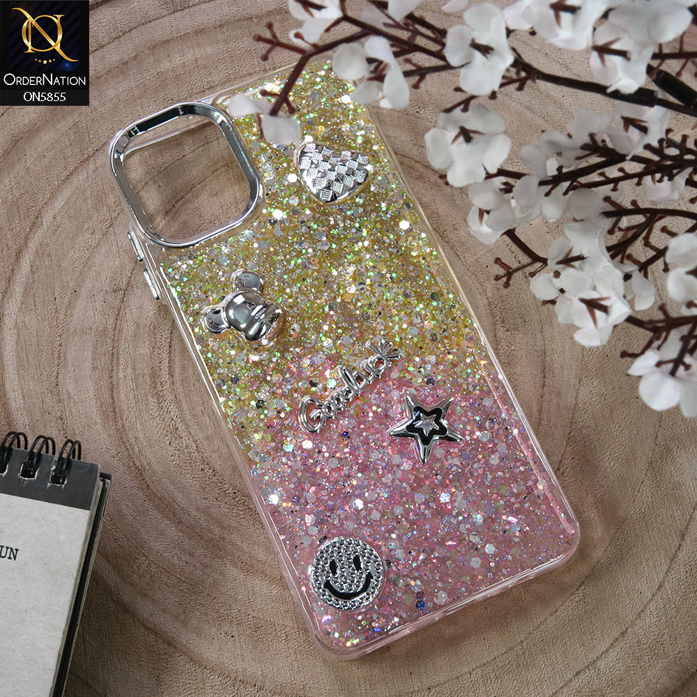 Samsung Galaxy A07 4G Cover - Design2 - New Cool 3D Goodluck Trendy Dual Sides Glitter Shiny Case (Glitter Doesn`t Move)