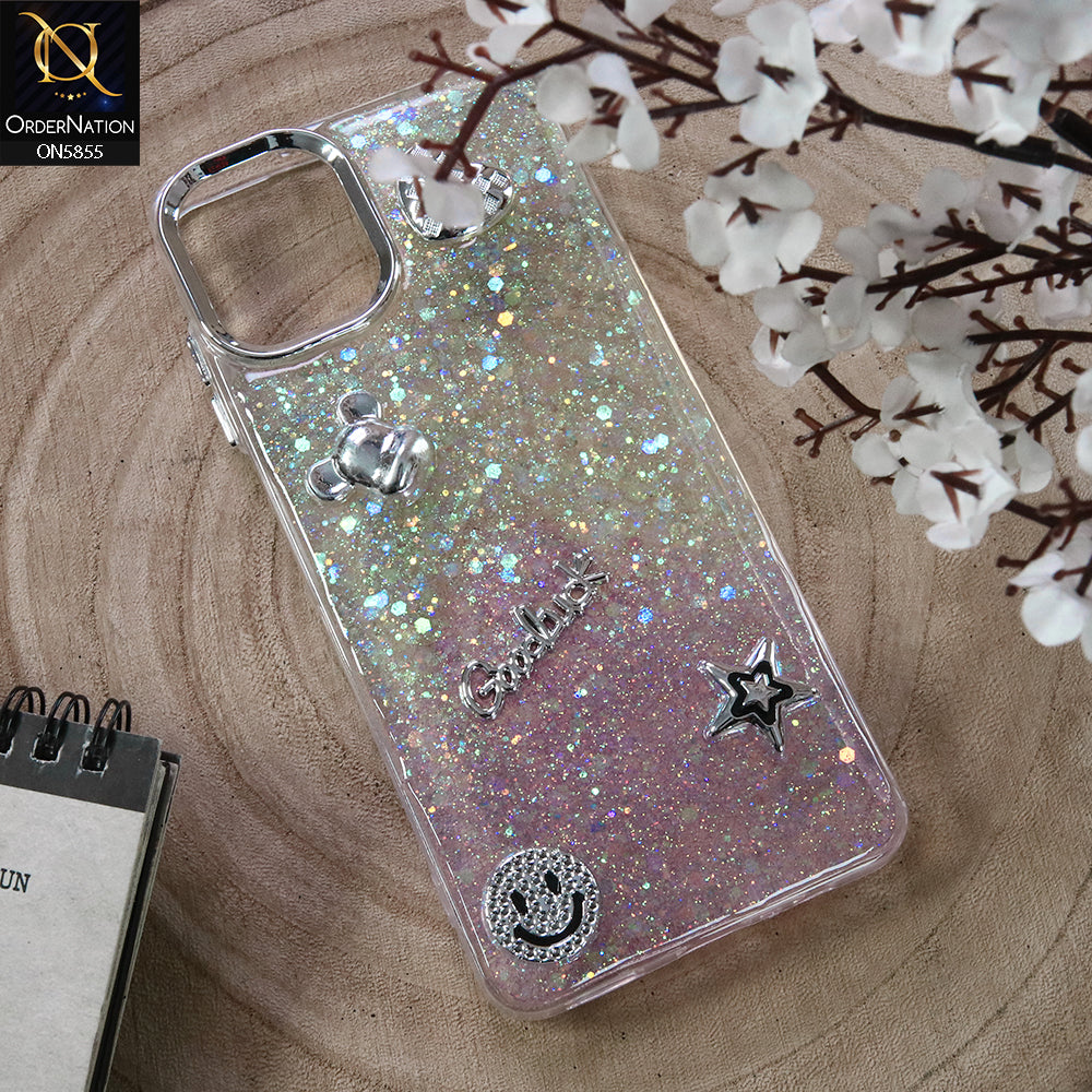 Samsung Galaxy A07 4G Cover - Design3 - New Cool 3D Goodluck Trendy Dual Sides Glitter Shiny Case (Glitter Doesn`t Move)