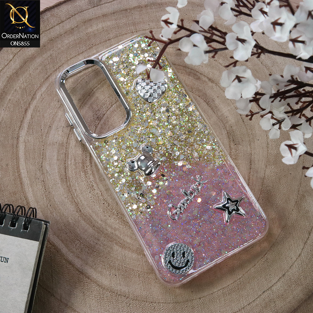Samsung Galaxy A14 5G Cover - Design2 - New Cool 3D Goodluck Trendy Dual Sides Glitter Shiny Case (Glitter Doesn`t Move)