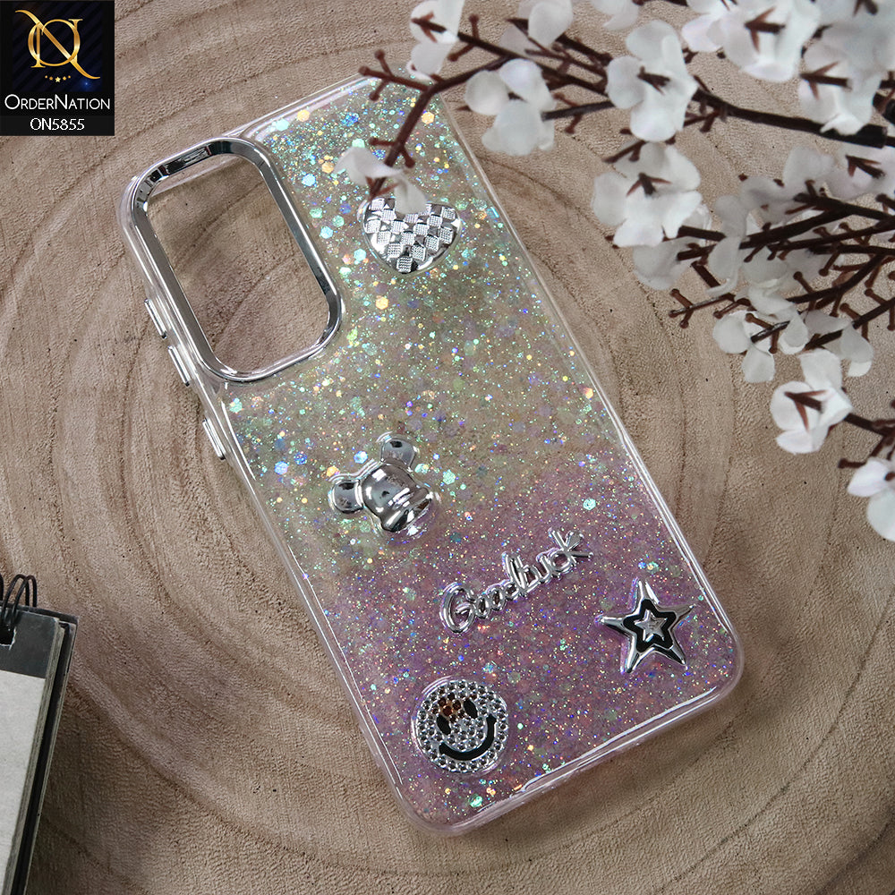Samsung Galaxy A14 5G Cover - Design3 - New Cool 3D Goodluck Trendy Dual Sides Glitter Shiny Case (Glitter Doesn`t Move)
