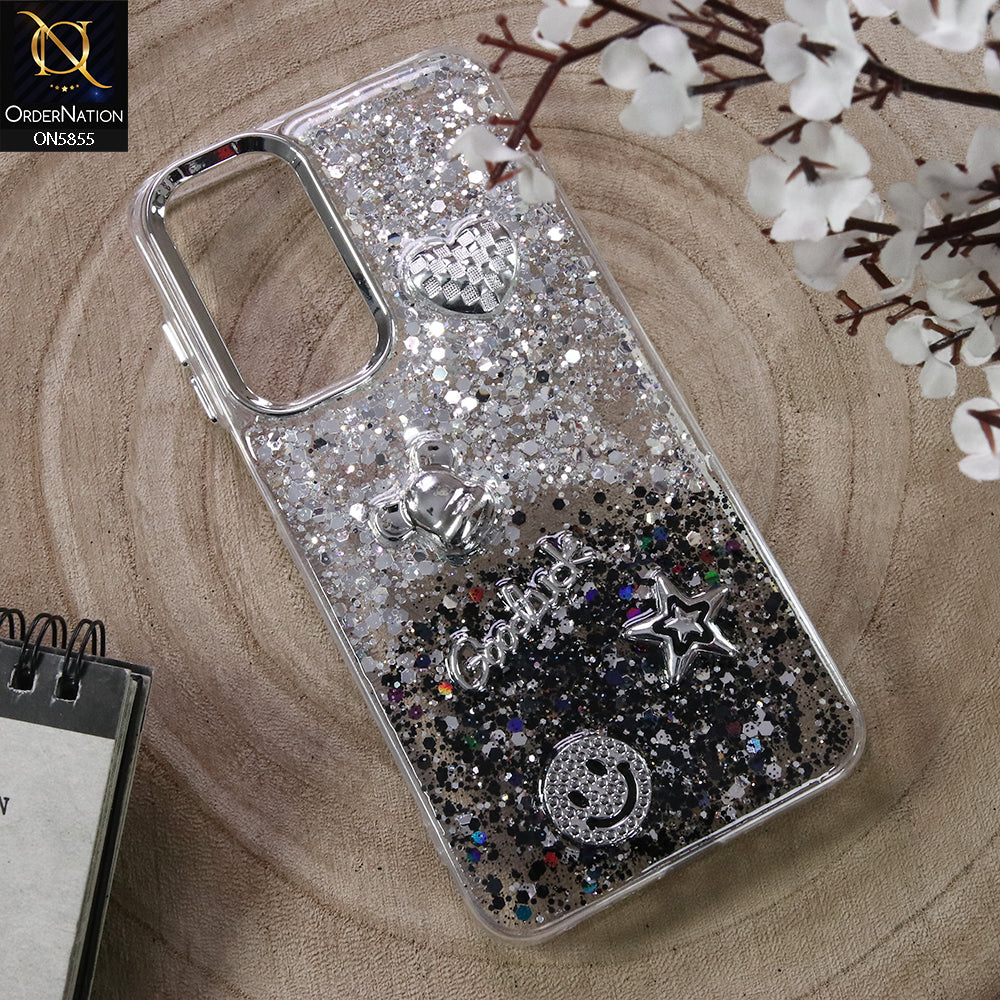Samsung Galaxy A14 Cover - Design4 - New Cool 3D Goodluck Trendy Dual Sides Glitter Shiny Case (Glitter Doesn`t Move)