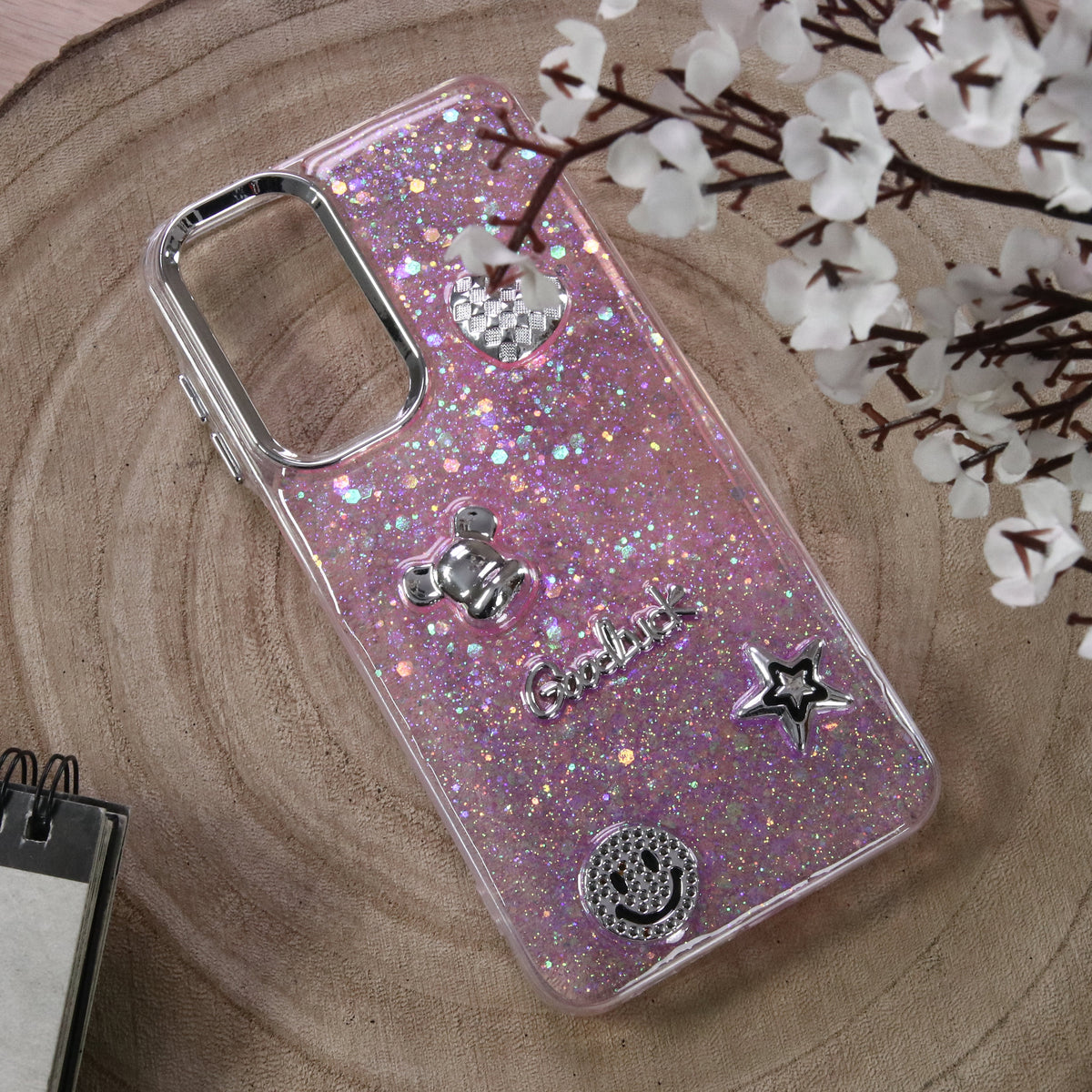 Samsung Galaxy A14 Cover - Design5 - New Cool 3D Goodluck Trendy Dual Sides Glitter Shiny Case (Glitter Doesn`t Move)