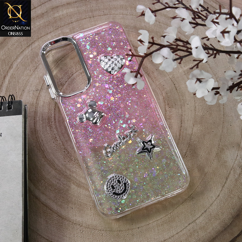 Samsung Galaxy A15 4G Cover - Design6 - New Cool 3D Goodluck Trendy Dual Sides Glitter Shiny Case (Glitter Doesn`t Move)