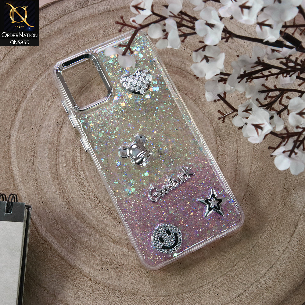 Samsung Galaxy A22 5G Cover - Design3 - New Cool 3D Goodluck Trendy Dual Sides Glitter Shiny Case (Glitter Doesn`t Move)